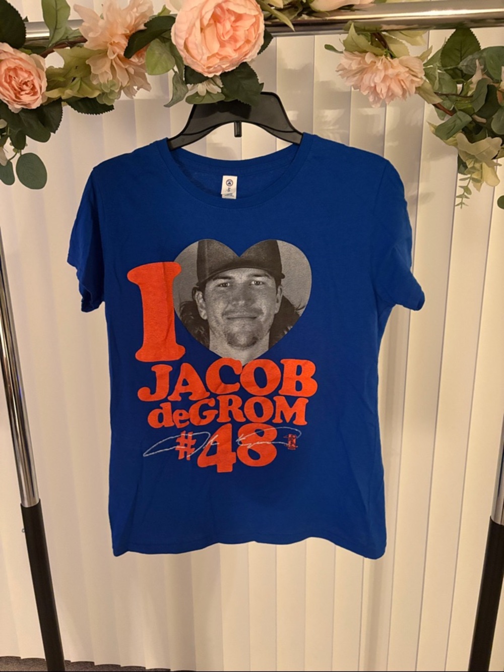 Blue and Orange Short-Sleeve Women Cut Tee - Jacob deGrom #48 - fan shirt